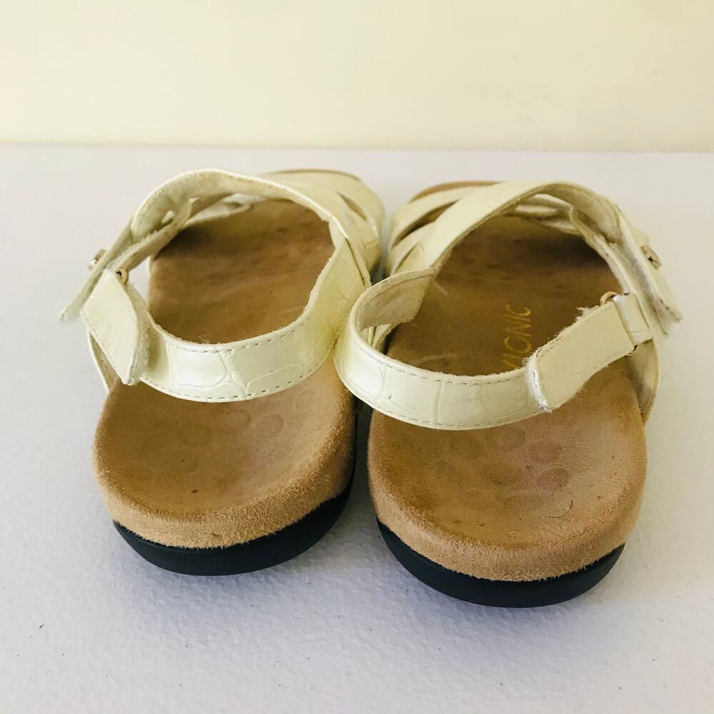 Vionic Women's Paros Comfort Flat Back Strap Sandals Cream Crocodile Size 7 - Picture 7 of 9